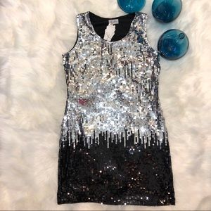 Party Sequin Dress - Black and Silver
